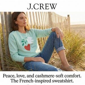 J. Crew Paix Et Amour Sweatshirt Cotton Terry Mint 3X